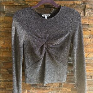 Steve Madden Metallic Gray Long Sleeve Top